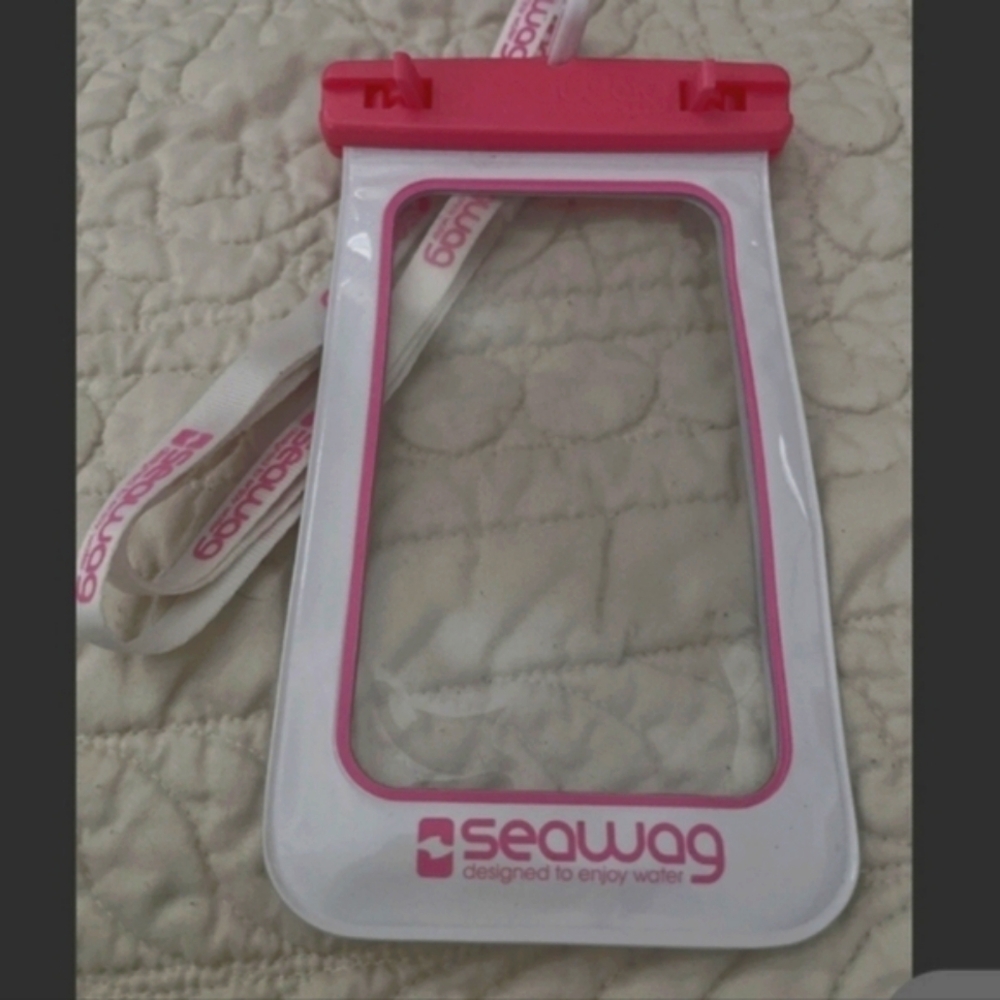 Pink and White Waterproof Phone Cover with Clear Window For Recordimg Underwater